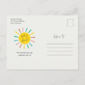 Invitation Carte Postale Rainbow Sun Script Baby shower moderne (Dos)