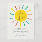 Invitation Carte Postale Rainbow Sun Script Baby shower moderne (Devant)
