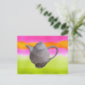 Invitation Carte Postale Rainbow Teapot partie thé (Debout devant)