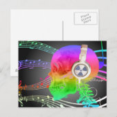 Invitation Carte Postale Rainbow Trippy Skull Music Psychedelic Dance Party (Devant / Derrière)