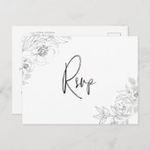 Invitation Carte Postale Rappel d'illustration florale botanique RSVP (Devant / Derrière)