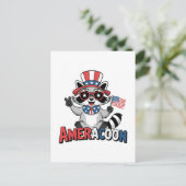 Invitation Carte Postale Raton laveur Americoon Patriotique 4 JUILLET Améri (Debout devant)
