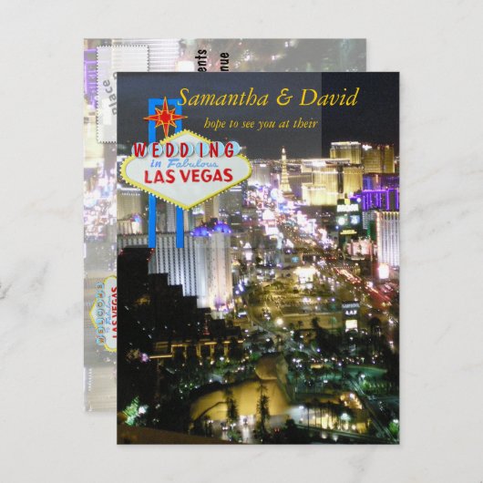 Invitation Carte Postale Réception de mariage Las Vegas RSVP (Devant / Derrière)