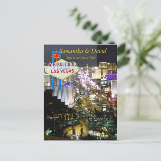 Invitation Carte Postale Réception de mariage Las Vegas RSVP (Debout devant)