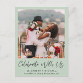 Invitation Carte Postale Réception De Mariage Vert De Sage Photo Chic (Devant)