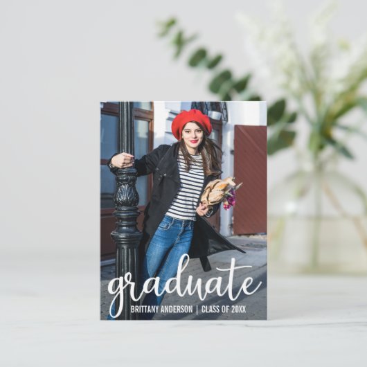 Invitation Carte Postale Réception de script moderne photo W (Debout devant)