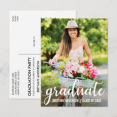 Invitation Carte Postale Réception moderne de la fête d'inscription Photo (Devant / Derrière)