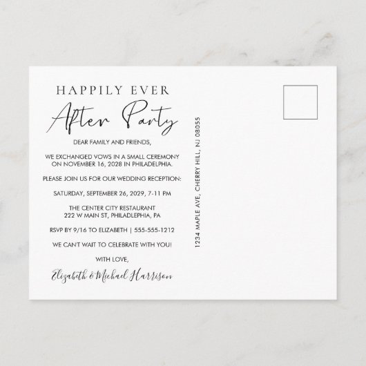 Invitation Carte Postale Réception photo de conte de fées (Dos)