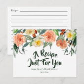 Invitation Carte Postale Recette de Baby Shower Floral d'Automne (Devant / Derrière)