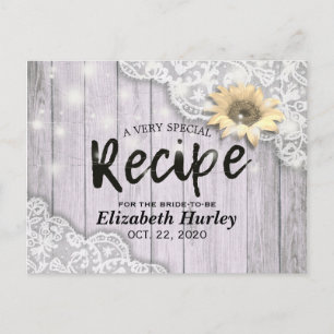 Invitation Carte Postale Recette de douche de mariée Fleurs de soleil en de
