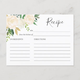 Invitation Carte Postale Recette de Fête des mariées de fleurs blanches