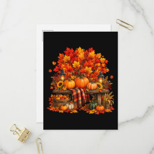 Invitation Carte Postale Récolte de citrouilles d'automne Feuilles rouges d