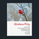 Invitation Carte Postale Red Cardinal dans Winter Nature Photo de Christmas<br><div class="desc">Carte postale d'invitation à Noël avec une photo nature pittoresque représentant un cardinal rouge vif. Contrasté par rapport à une toile de fond hivernale avec la neige tombant doucement.</div>