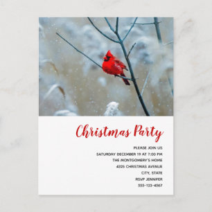 Invitation Carte Postale Red Cardinal dans Winter Nature Photo de Christmas