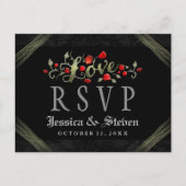 Invitation Carte Postale Red Roses Halloween amour mariage RSVP PostCard (Devant)