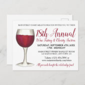 Invitation Carte Postale Red Wine Tasting Winetasting Cocktail Party Event (Devant / Derrière)