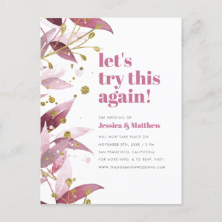Invitation Carte Postale Réessayons cette mise à jour élégante du Mariage F