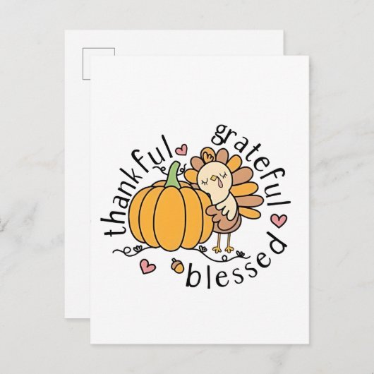 Invitation Carte Postale Réflexion Grateful Blessé Thanksgiving drôle (Devant / Derrière)