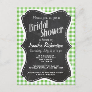 Invitation Carte Postale Regard vintage de tableau, vert Checkered ;