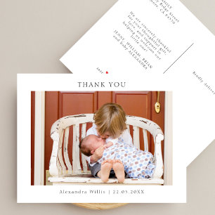 Invitation Carte Postale Remerciement de photo de Baby Shower Élégant Minim