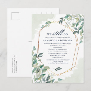 Invitation Carte Postale Renouvellement de vœux Eucalyptus Élégant Mariage