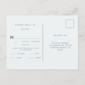 Invitation Carte Postale Repas de mariage moderne Dusty Blue Chic Beach RSV (Dos)