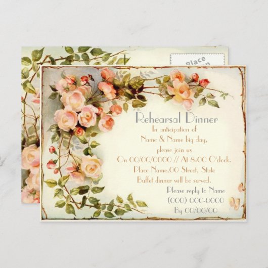 Invitation Carte Postale Répétition dîner (Devant / Derrière)