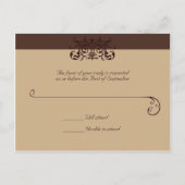 Invitation Carte Postale Réponse Brown monochrome (Dos)
