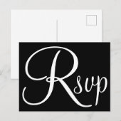 Invitation Carte Postale Réponse calligraphiée noir et blanc (Devant / Derrière)