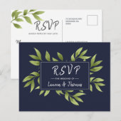 Invitation Carte Postale Réponse de mariage à l'aquarelle Couronne de saule (Devant / Derrière)