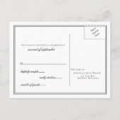Invitation Carte Postale Réponse de mariage à monogramme noir et blanc mini (Dos)