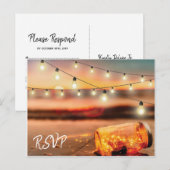 Invitation Carte Postale Réponse de mariage au pot Mason de la plage au cou (Devant / Derrière)