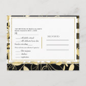 Invitation Carte Postale Réponse de mariage botanique doré noir moderne (Dos)