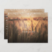 Invitation Carte Postale Réponse de mariage champêtre rustique Champ de blé (Devant / Derrière)