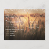 Invitation Carte Postale Réponse de mariage champêtre rustique Champ de blé (Dos)