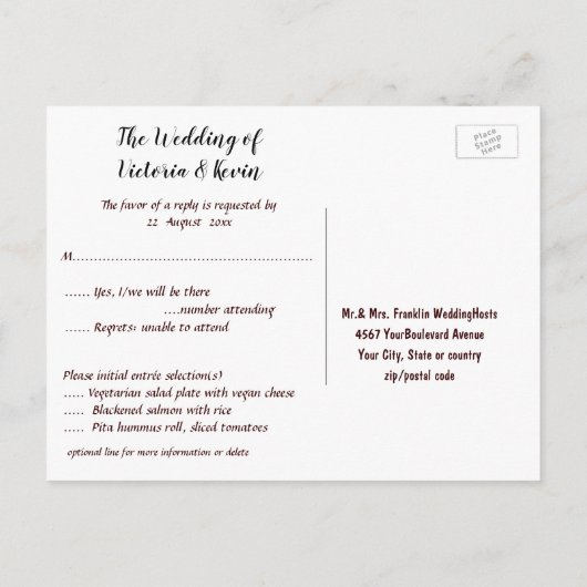 Invitation Carte Postale Réponse de mariage dentelle et perles (Dos)