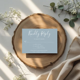 Invitation Carte Postale Réponse de mariage élégante et minimaliste bleu po