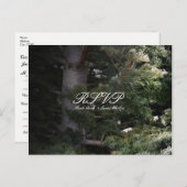 Invitation Carte Postale Réponse de mariage en forêt rustique de pin (Devant / Derrière)