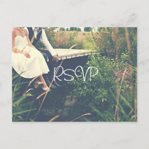 Invitation Carte Postale Réponse de mariage en plein air de mariés avec pho