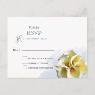 Invitation Carte Postale Réponse de mariage floral aux lys calla aquarelle
