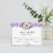 Invitation Carte Postale Réponse de mariage Rose Rose | Bokeh Argent (Debout devant)