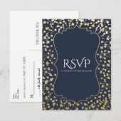 Invitation Carte Postale Réponse de mariage rustique bleu Fleur de bébé d'o (Devant / Derrière)