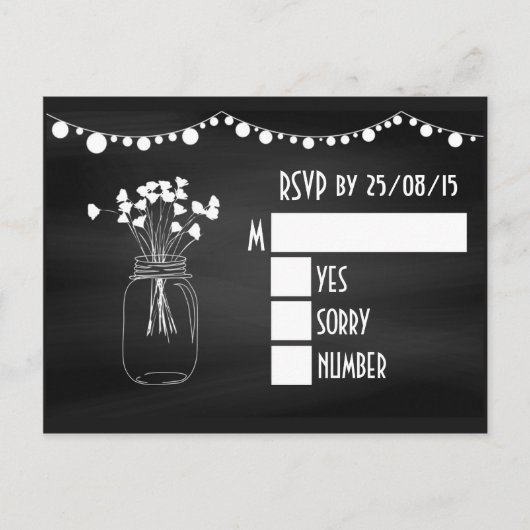 Invitation Carte Postale Réponse de mariage tendance avec pot Mason tableau (Devant)