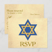Invitation Carte Postale Réponse dorée juive (Devant / Derrière)