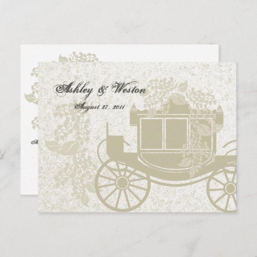 Invitation Carte Postale Réponse du Mariage de Royal Coach (Devant / Derrière)