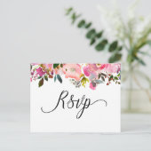 Invitation Carte Postale Réponse florale de printemps à l'aquarelle (Debout devant)