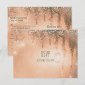 Invitation Carte Postale Réponse Pink Dreamy Rustic Forest (Devant / Derrière)