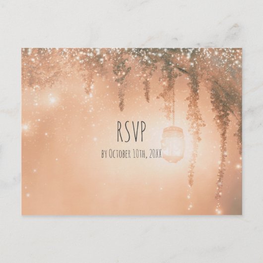 Invitation Carte Postale Réponse Pink Dreamy Rustic Forest (Devant)