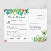 Invitation Carte Postale Réponse pour le choix de dîner de la réception de (Dos)