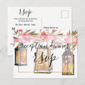 Invitation Carte Postale Réponse pour le dîner de réception aux lanternes r (Devant / Derrière)